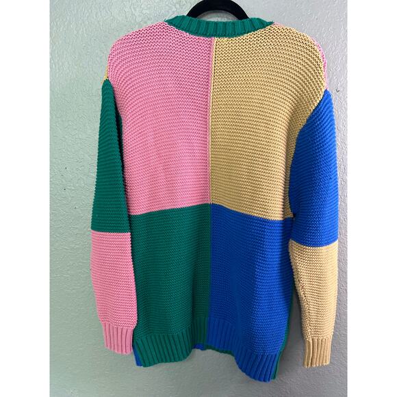 Zara Sweater Womens S-M Colorblock Knit Cotton‎ Long Sleeve Cozy Winter Pullover - Picture 2 of 9